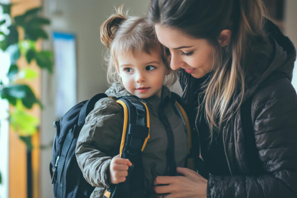 Mama bringt Kind in die Kita zur EIngewöhnung