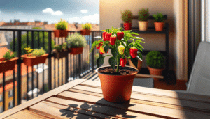 Paprika pflanzen im Topf