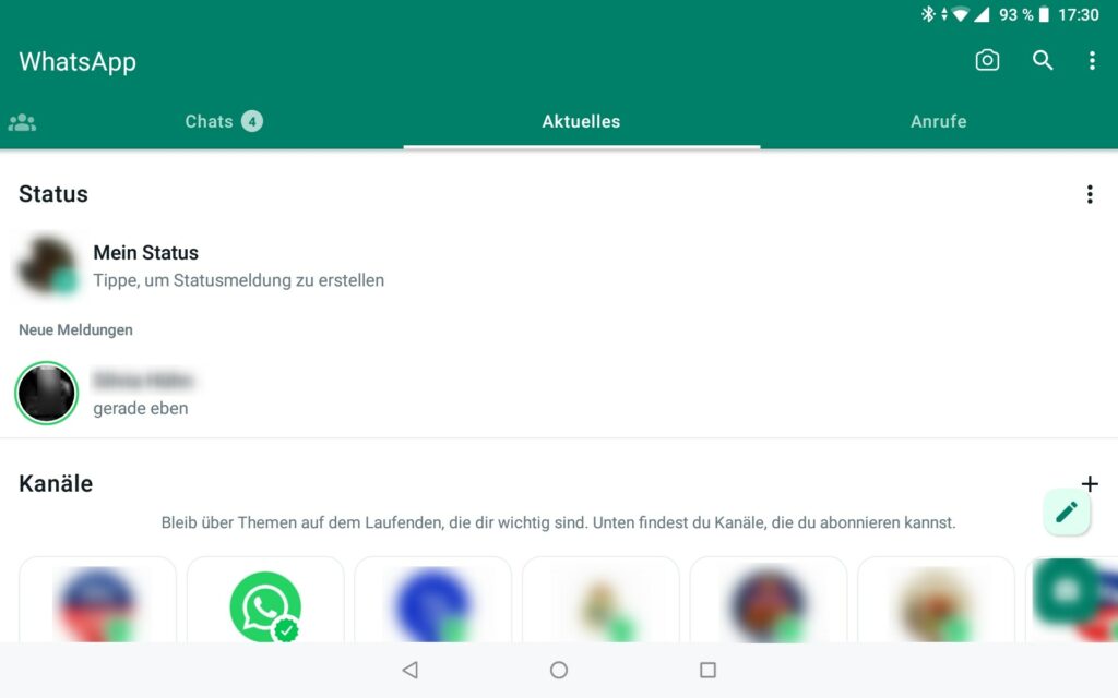 Das ist der grüne Kreis bei Whatsapp.