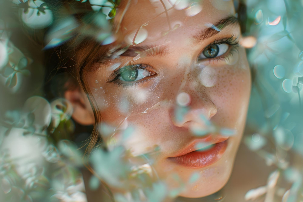 Die Reflexion einer jungen Frau in einem Spiegel, die die Klarheit und Leuchtkraft ihrer Haut betont als Symbolbild für den Ratgeber: Glow up Tipps