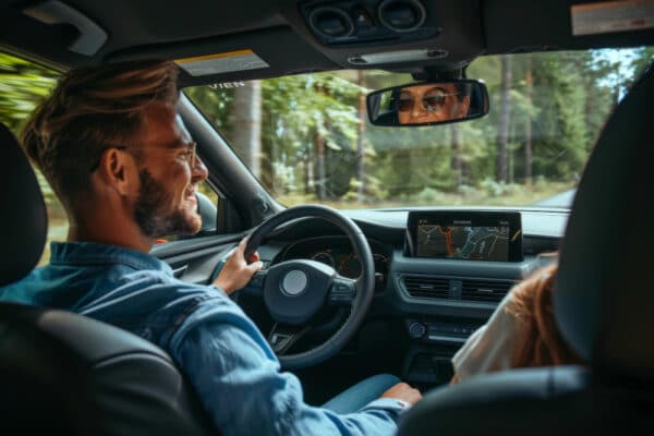 Junger Mann unterwegs im Auto als Symbolbild für den Ratgeber: Carsharing und Reisen