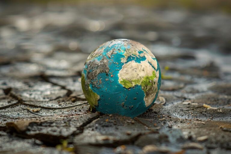 Der Planet Erde auf ausgetrocknetem ausgelaugtem Boden als Symbolbild für den Ratgeber: Was ist der Welterschöpfungstag?
