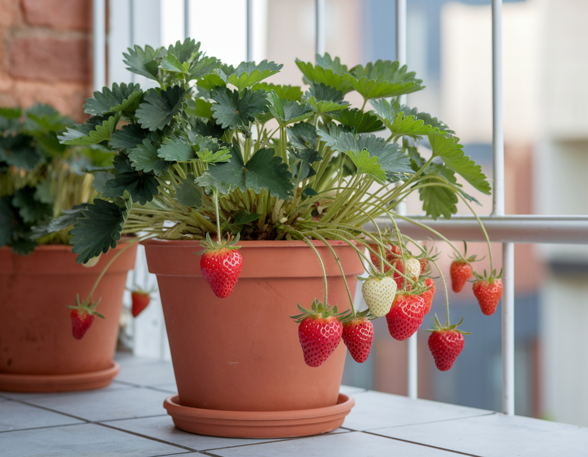 Erdbeeren im Kübel