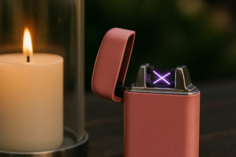 Ghost Feuerzeug mit sichtbarer Lichtbogenflamme.