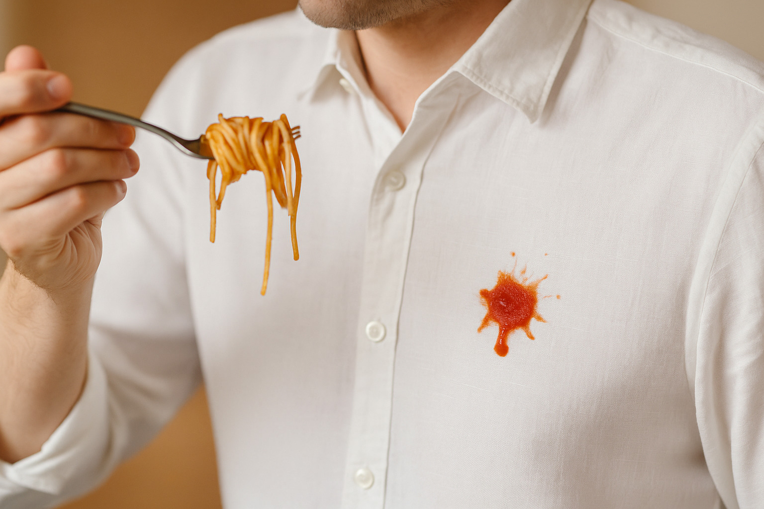 Tomatenflecken auf Hemd