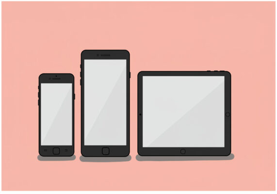 Illustration: Smartphone, Phablet und Tablet nebeneinander