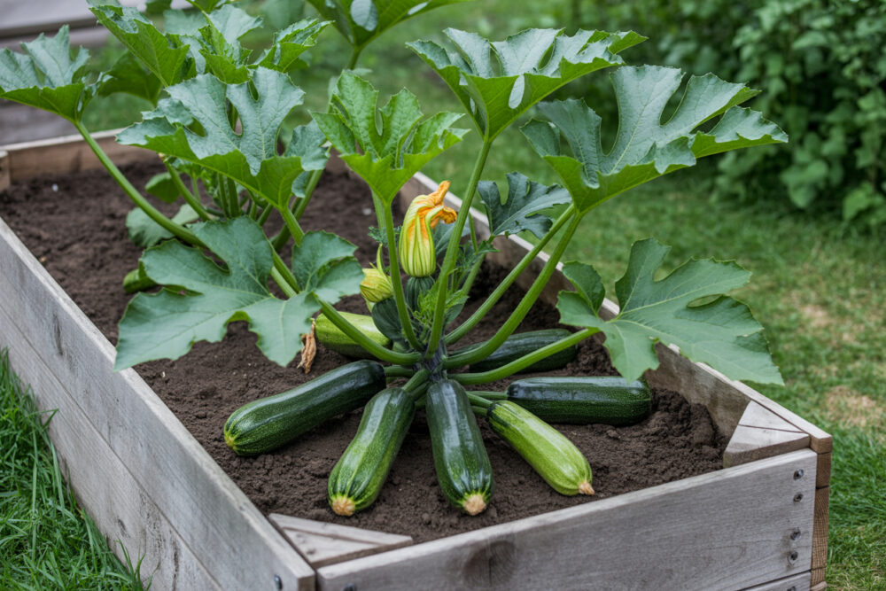 Zucchini im Hochbeet