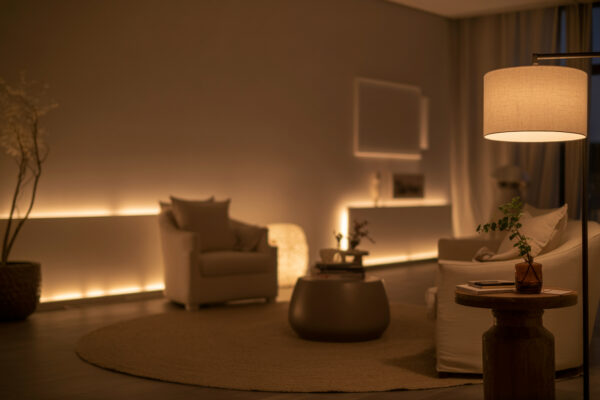 Gemütlich beleuchteter Raum