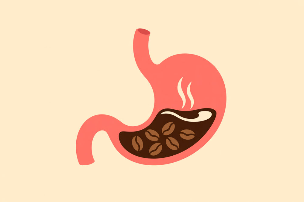 Illustration von Kaffee im leeren Magen
