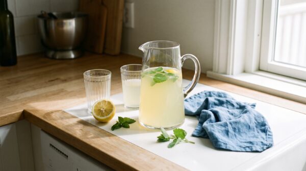 Kräuterlimonade selber machen in einer natürlichen Alltagsszene