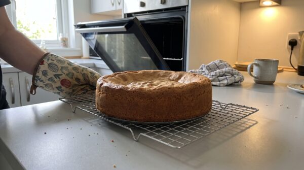 Kuchen fällt nach dem Backen zusammen - warum erst danach? in einer natürlichen Alltagsszene