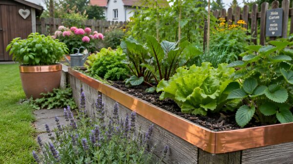 Hochbeet mit Kupferband als Schneckenbarriere