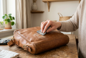 Die getrocknete Stelle wird mit einem Schleifpad geglättet