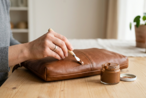 Flüssigleder wird in einen Riss gestrichen