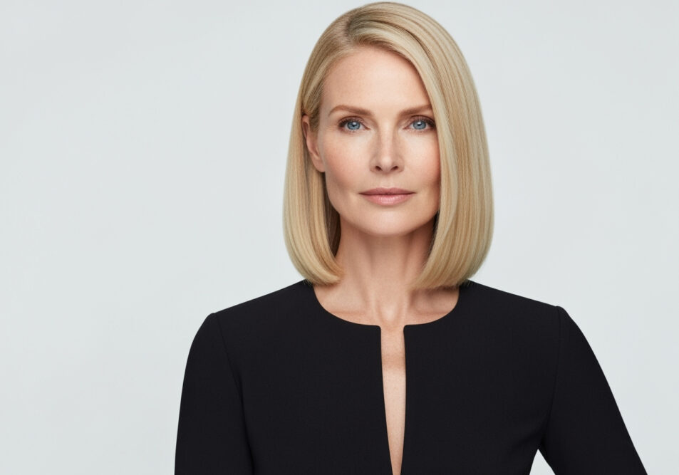 Peppige Frisuren für Frauen ab 50: Gepflegter Long Bob, glatt geföhnt