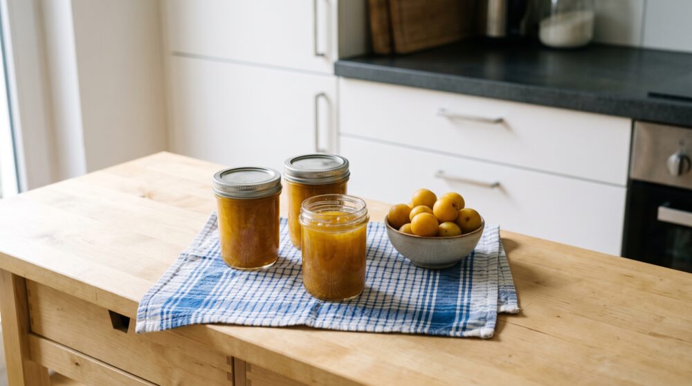 mirabellen marmelade nach omas rezept in einer natürlichen Alltagsszene