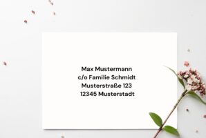 Brief mit Musteradresse bei den c/o im Briefverkehr korrekt angewendet wird